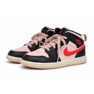 Nike Air Jordan 1 Mid GS Pink Black Red Youth 3Y 640734-604 Shoes